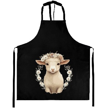 Discover Cute Lamb Flower Crown Sheep Baby Floral Farm Anim Aprons
