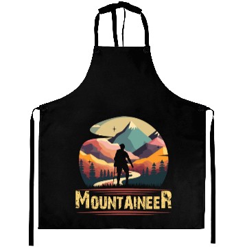 Discover Mountaineer Mountains climbing Hiker Wanderlust Aprons