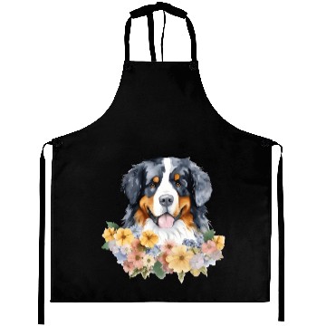 Discover Bernese Mountain Dog Watercolor Floral Aprons