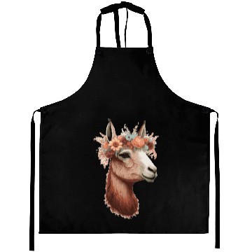 Discover Flower Crown Llama Alpaca Floral Farm Animal Pet Aprons