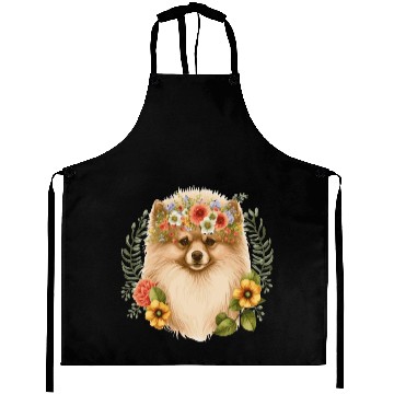 Discover Cute Pomeranian Pom Flower Crown Pet Dog Breed Flo Aprons