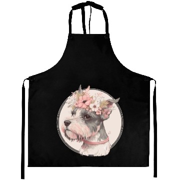 Discover Cute Miniature Mini Schnauzer Flower Crown Pet Dog Aprons