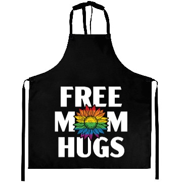 Discover Free Mom Hugs Rainbow Pride Month LGBTQ Gay Pride Aprons