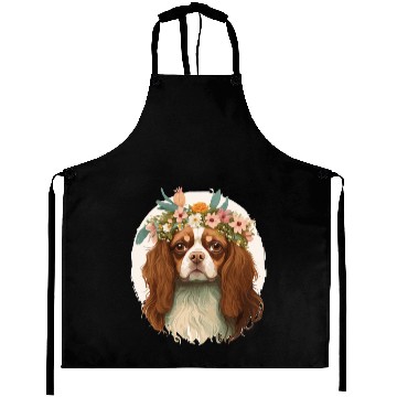 Discover Cavalier King Charles Spaniel Flower Crown Pet Dog Aprons