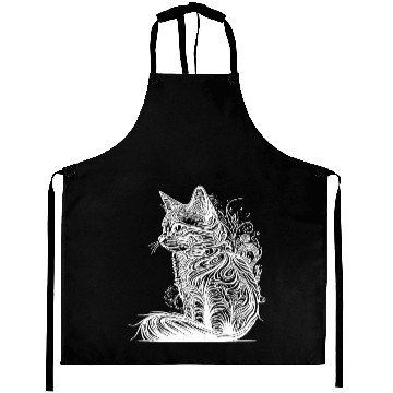 Discover Tattoo Lines Cat In Wild Nature Style Aprons