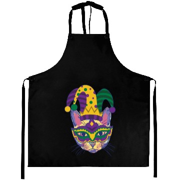 Discover Mardi Gras Cat Cosplayer Jester Mask Costume Aprons