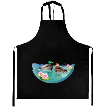 Discover Duck couple in a duck pond with water lilies Aprons