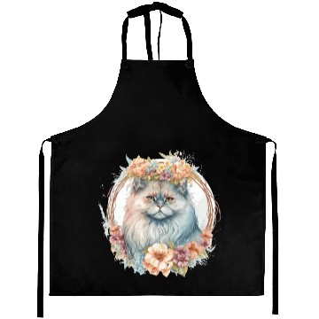 Discover Cute Persian Cat Flower Crown Cats Pet Kitten Aprons