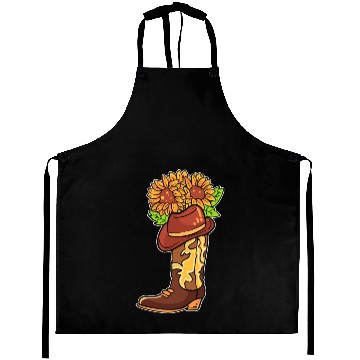 Discover Cowboy Boots With Flowers Equestrian Aprons
