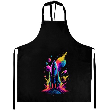 Discover watercolor neon rocket Aprons