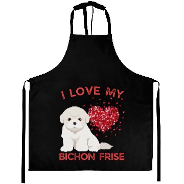 Discover I love my Bichon Frise Cute valentines puppy dog Aprons