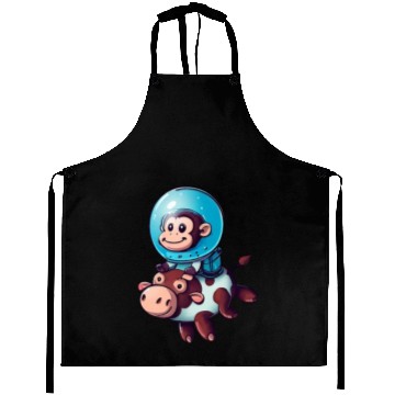 Discover Monkey on Cow Rocket Schuttle Astronaut Cosmonaut Aprons