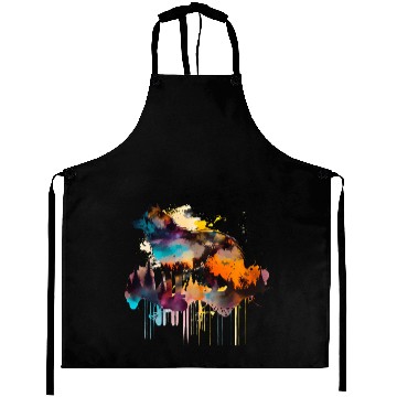 Discover Mountain Wolf Multicolor Watercolor Portrait Aprons