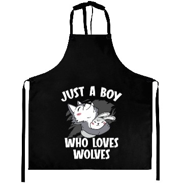 Discover Just A Boy Who Loves Wolves Werewolf Wolf Lover Aprons