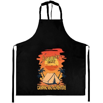 Discover retro summer camp camping and adventure Aprons