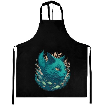 Discover Great Green Beast Cat Funny Design Aprons