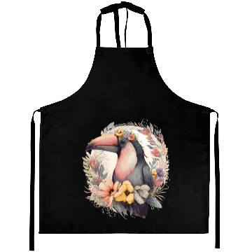 Discover Artistic Toucan Tropical Bird Flower Crown Pet Bir Aprons