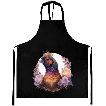 Discover Pastel Watercolor Pheasant Bird Flower Crown Pet B Aprons