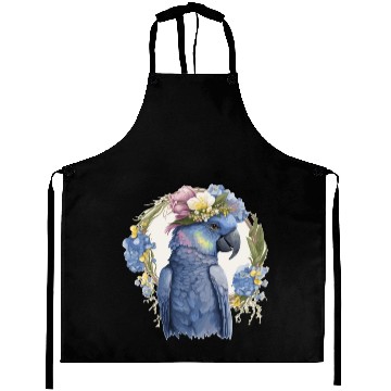 Discover Cute Hyacinth Macaw Parrot Bird Flower Crown Pet B Aprons