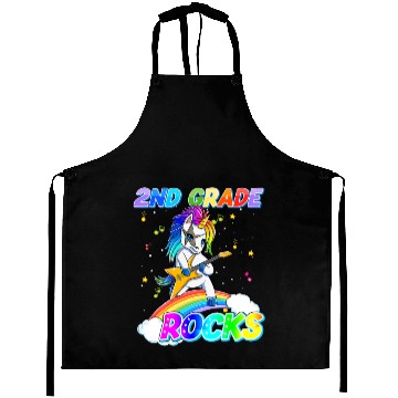 Discover 2nd Grade Rocks Unicorn Rainbow Back Aprons