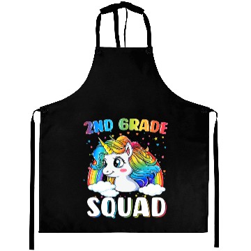 Discover 2nd Grade Squad Unicorn Rainbow Back Aprons