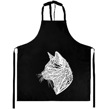 Discover Small Cat In Nature Net Lines Tattoo Style Aprons