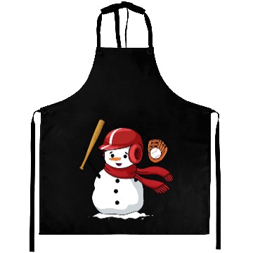 Discover Funny snowman playing baseball Aprons