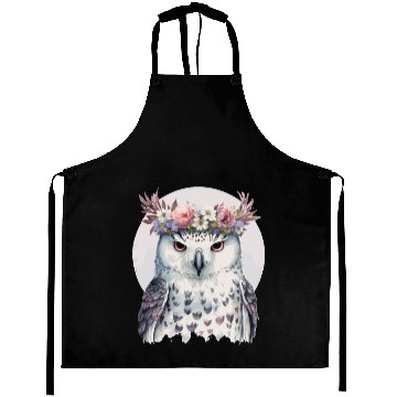 Discover White Snow Owl Bird Flower Crown Floral Birds Aprons