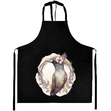Discover Watercolor Hummingbird Flower Crown Floral Birds Aprons