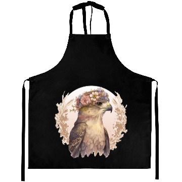 Discover Watercolor Hawk Bird Of Prey Flower Crown Floral B Aprons