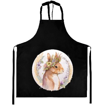 Discover Floral Squirrel Flower Crown Watercolor Animal Lov Aprons