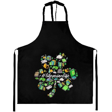 Discover Cute Shamrock Librarian Reading Books Lover St Aprons