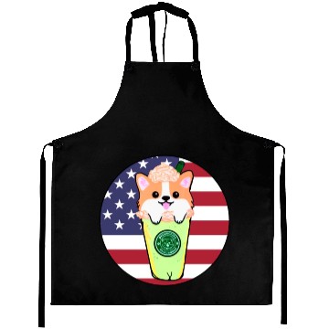 Discover Corgi Puppuccino USA Aprons