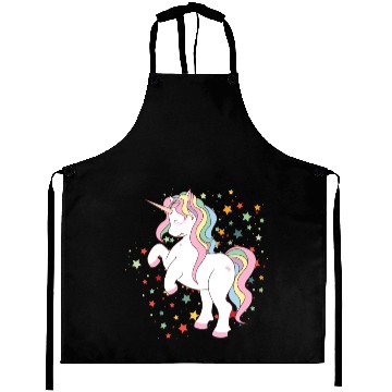Discover Cute Rearing Rainbow Unicorn Falling Stars Aprons
