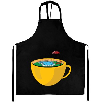 Discover Swimming pool on a coffee cup Aprons