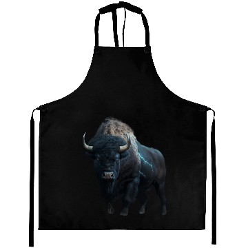 Discover Majestic bison black with lightning bolts buffalo Aprons