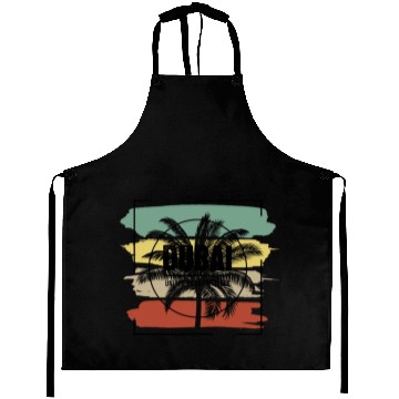 Discover Dubai United Arab Emirates Palm Tree Retro Aprons