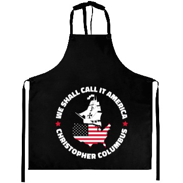 Discover Columbus Day 1492 Us Flag Aprons