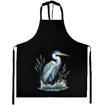 Discover Watercolor Heron in Nature Aprons