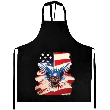 Discover Angry Skull Bursting Through US Flag Aprons