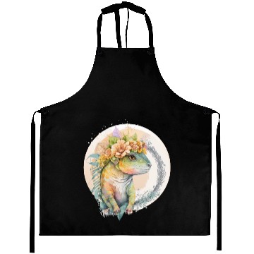 Discover Cute Lizard Chameleon Flower Crown Pet Reptile Lov Aprons