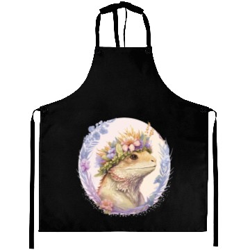 Discover Floral Bearded Dragon Flower Crown Pet Lizard Love Aprons
