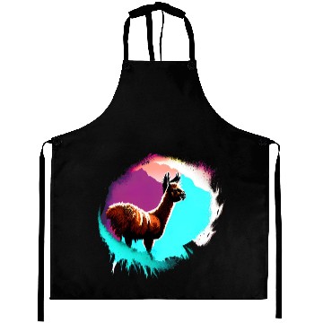Discover Cute Vintage Ink Splash Llama Retro Llama Aprons