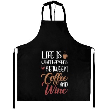 Discover Life is between Coffee and Wine Latte Art Barista Aprons