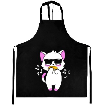 Discover Cool Cat Playing Harmonica Cat Lovers Aprons