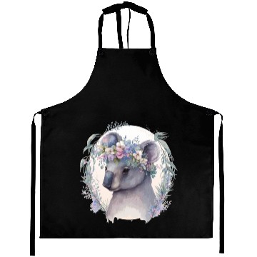 Discover Cute Koala Bear Flower Crown Floral Koala Lover Aprons