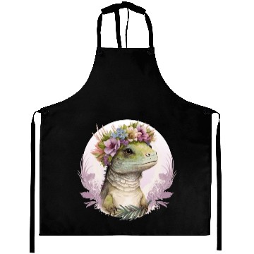 Discover Cute Lizard Flower Crown Lizard Lover Aprons