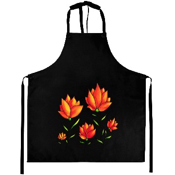 Discover Orange Flowers In Green Spring Watercolor Aprons