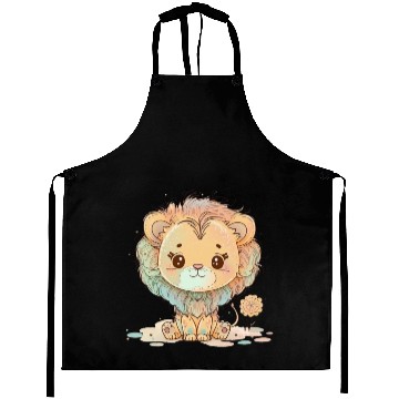Discover Cute Lion Pastel Drawing Aprons