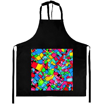 Discover ABSTRACT PAINTING COLORFULL WATERBASE CUBE BLACK Aprons